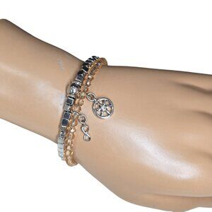 Vera Bradley Women's Mark New Beginnings Silver Tone Peach Wrap Bracelet NWT